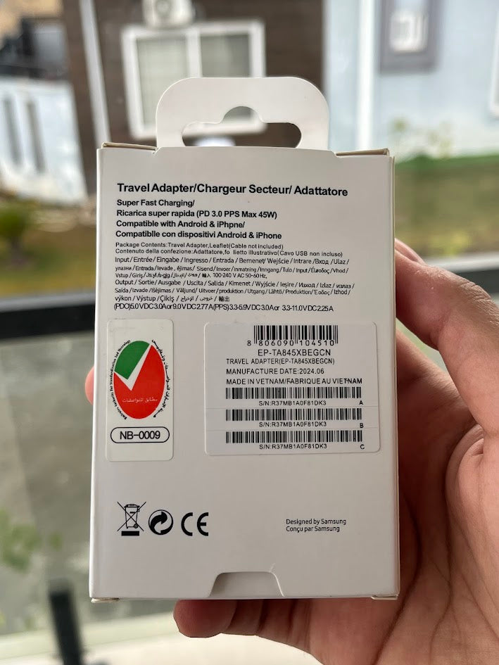 Samsung 45W Super Fast Charger — UK 3-Pin