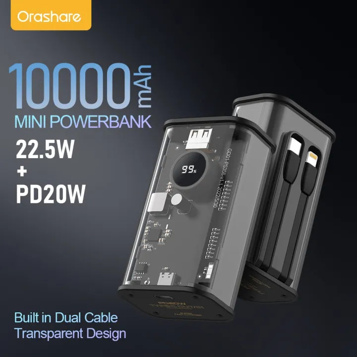 Orashare OT10CL 10000mAh Power Bank with Built-in Cable